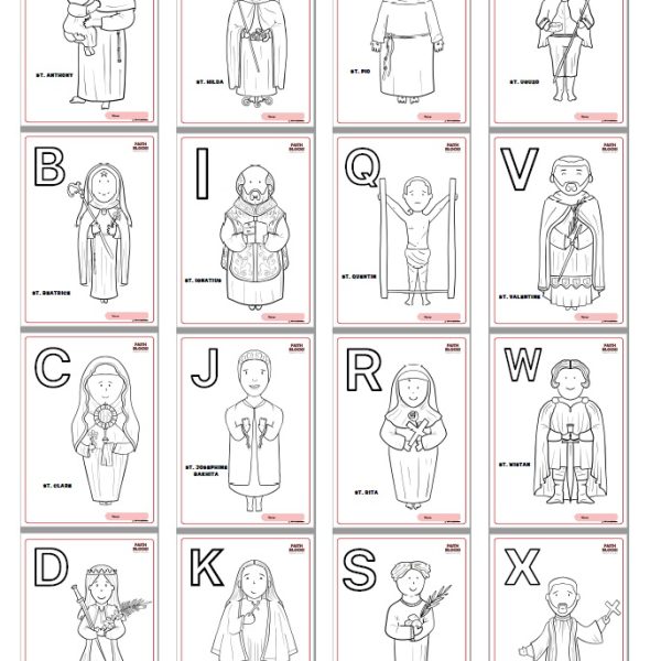 A-Z Saints Coloring Pages and Letter Tracing